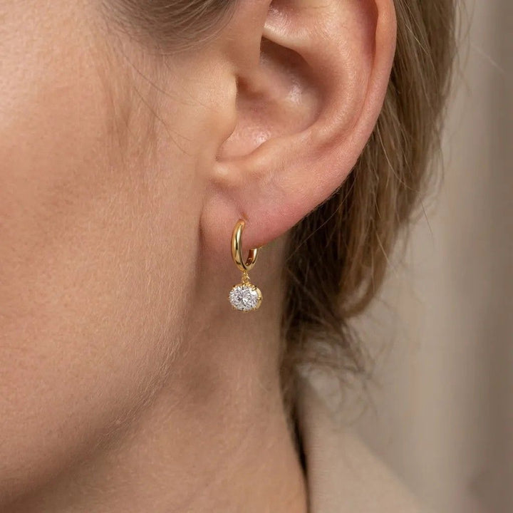 Samara East West Oval Cut Moissanite Earrings Gold