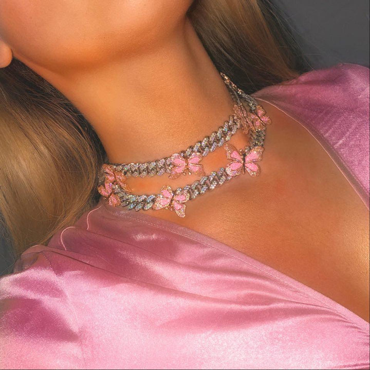 Kylie Pink Butterfly Chain - House of Carats UK