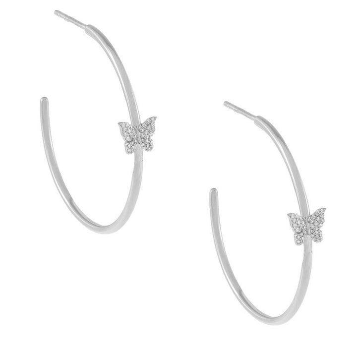 Butterfly Hoop Earrings - House of Carats UK