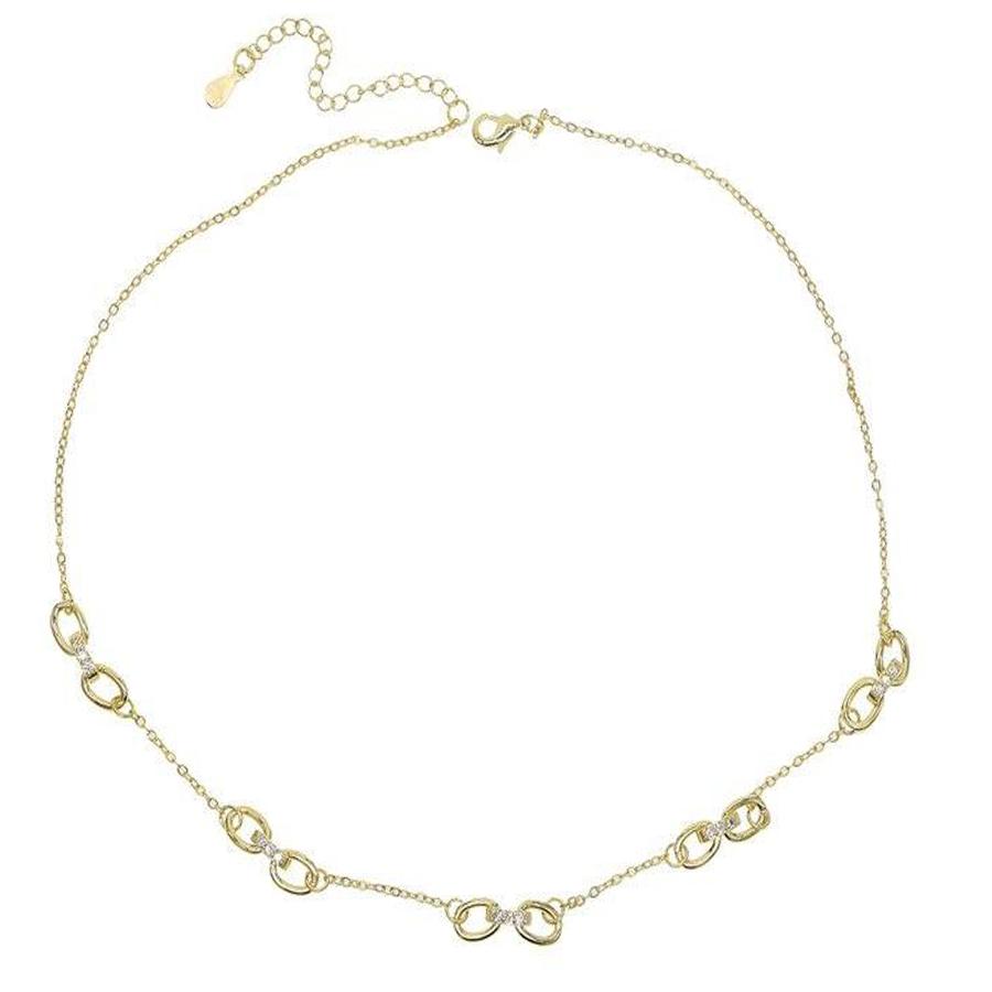 Half Pave Chain Necklace - House of Carats UK