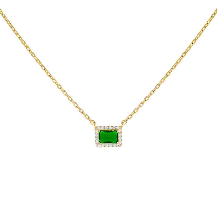 Emerald Green Radiant + Halo Necklace